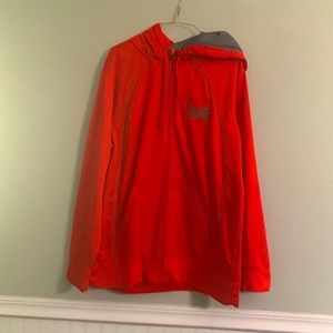 TAPOUT sweatshirt with zipper and hood orange gray